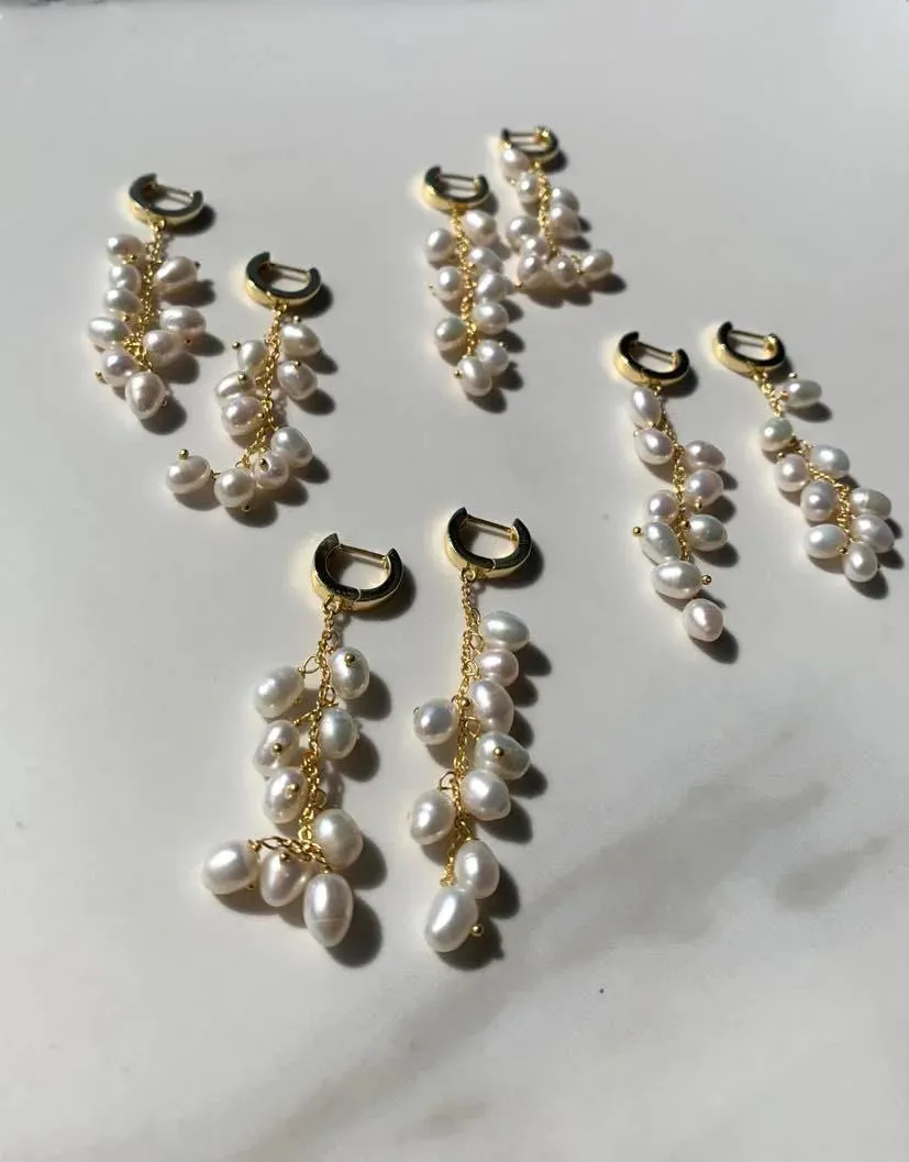 Lola Knight - Maree - Mini Pearl Hoop Earrings - 18CT Gold