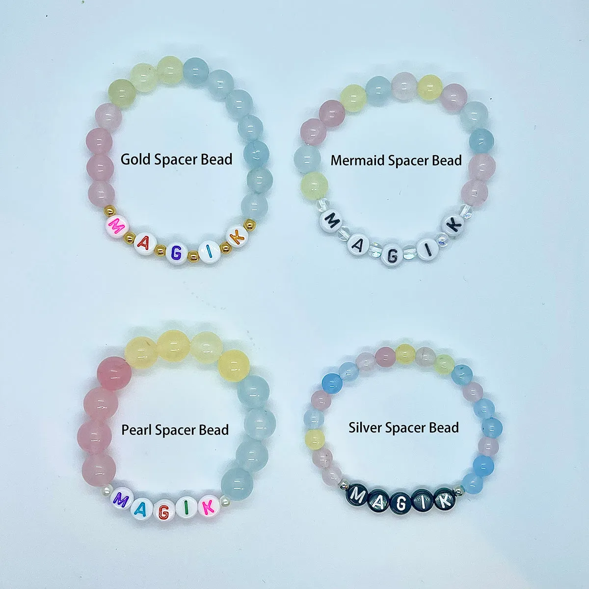 Magik Personalize Custom Handmade Name Bracelet Mama Bracelet Bead Beaded Stretch Energy Stone Yoga Agage Howlite Crystal Holiday Gift
