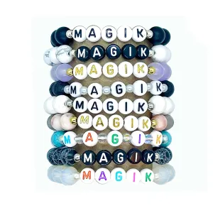 Magik Personalize Custom Handmade Name Bracelet Mama Bracelet Bead Beaded Stretch Energy Stone Yoga Agage Howlite Crystal Holiday Gift