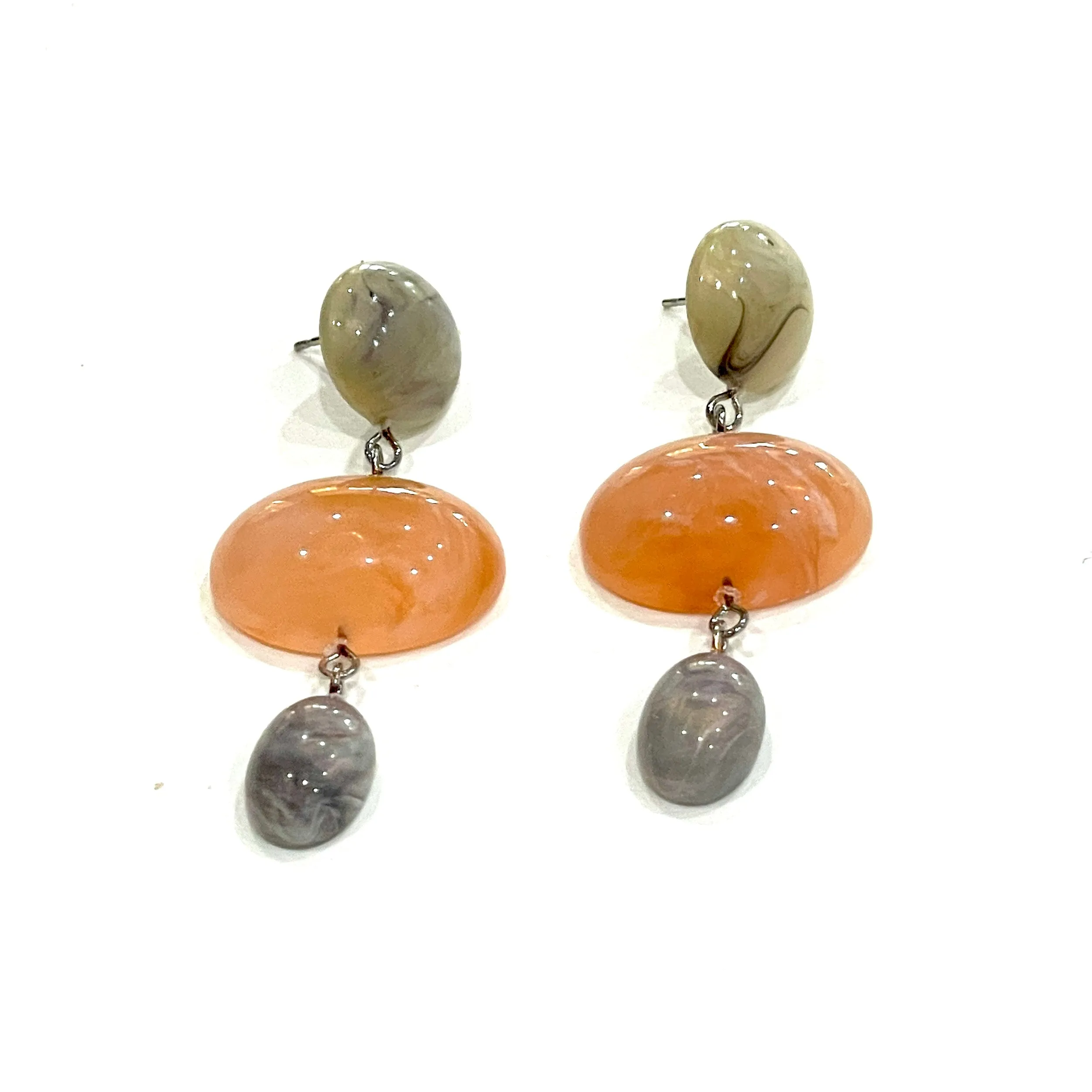 Marbled Marmalade & Sage Aurora Trinket Earrings
