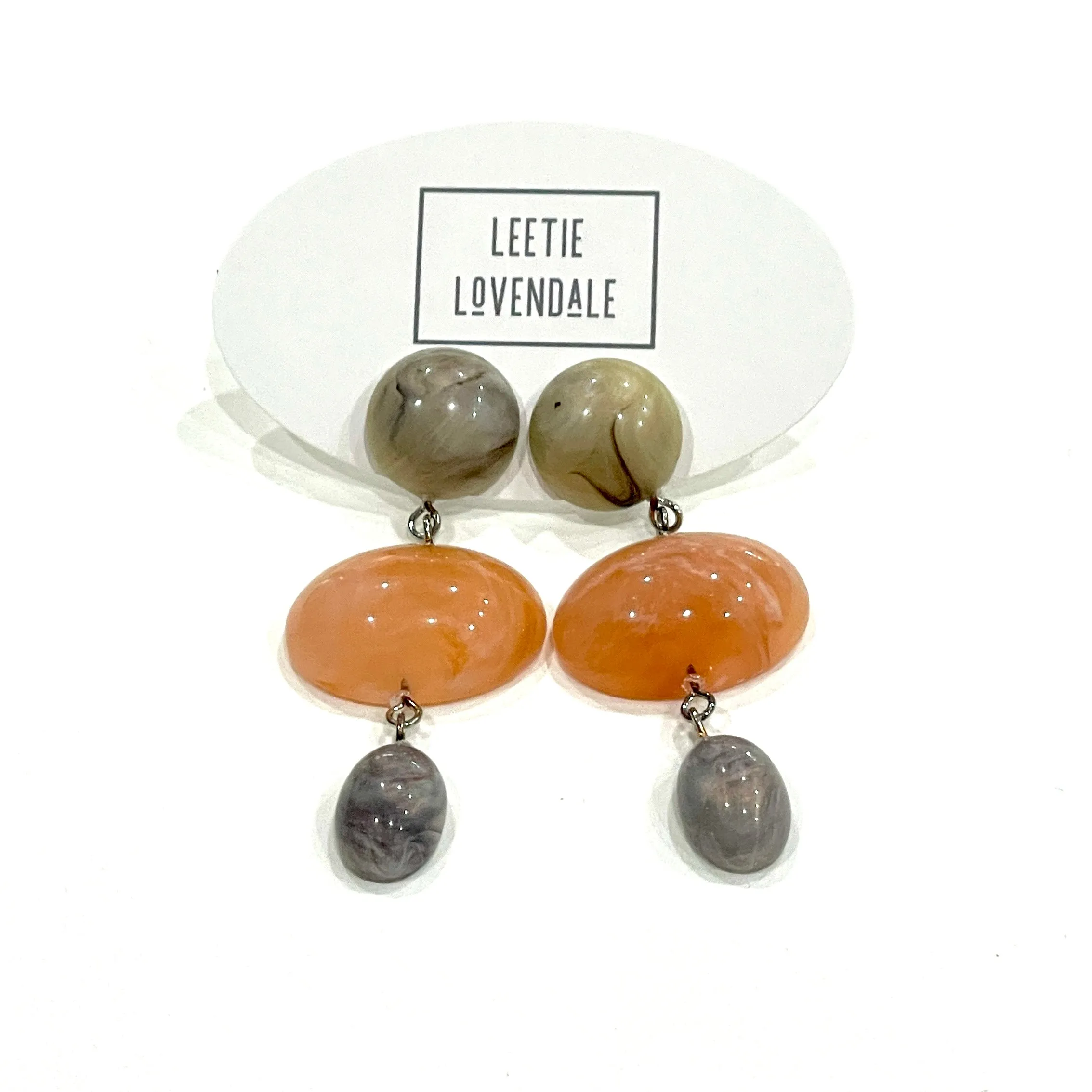 Marbled Marmalade & Sage Aurora Trinket Earrings