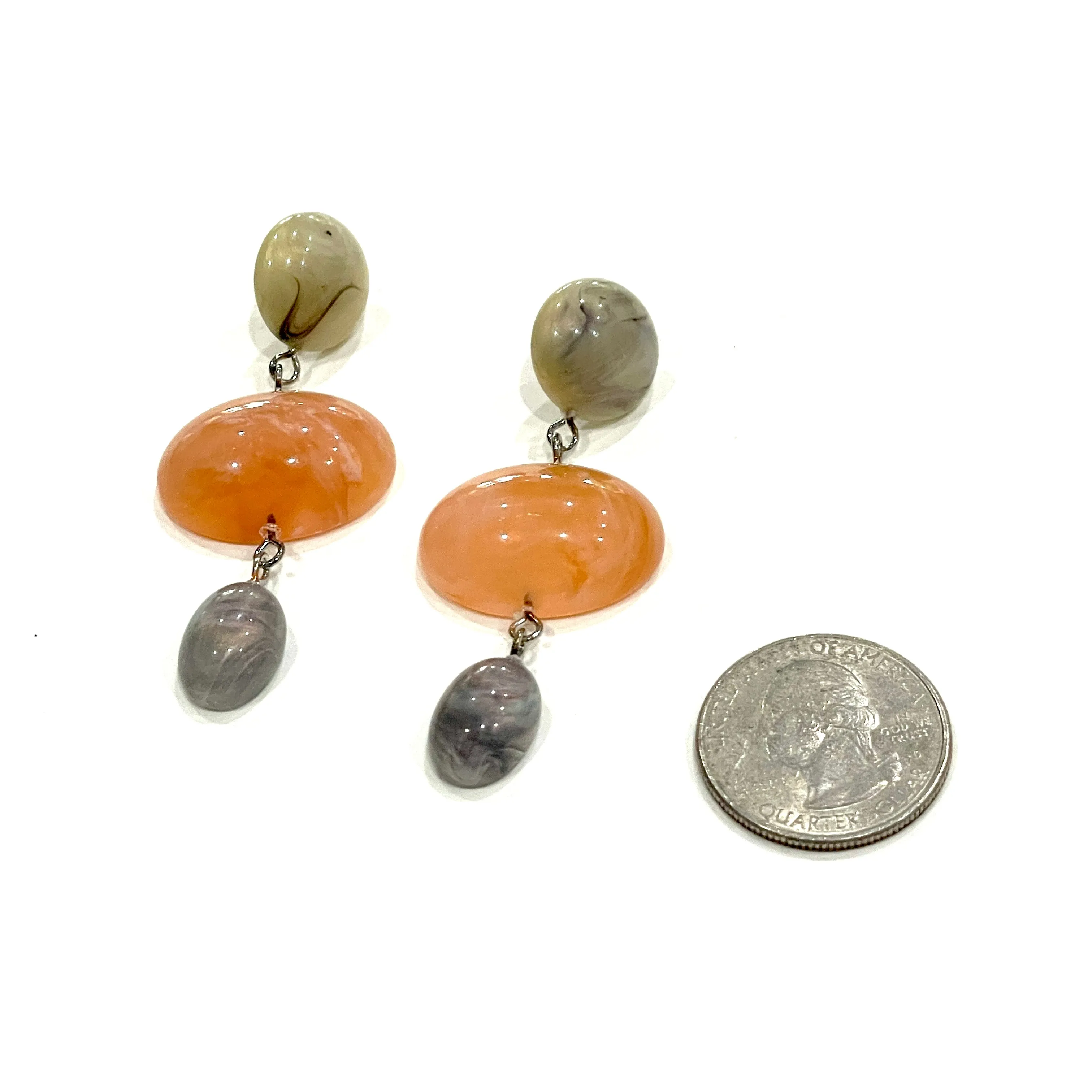 Marbled Marmalade & Sage Aurora Trinket Earrings
