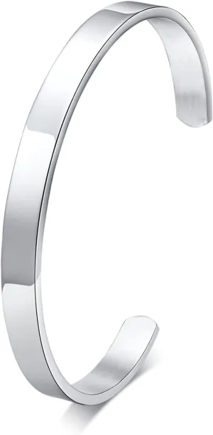 MEALGUET Stainless Steel Mens Cuff Bracelet : Minimal Cool Antique Retro/Silver/Black Open Metal Cuff Bangle Bracelets for Men Boy,65mm,