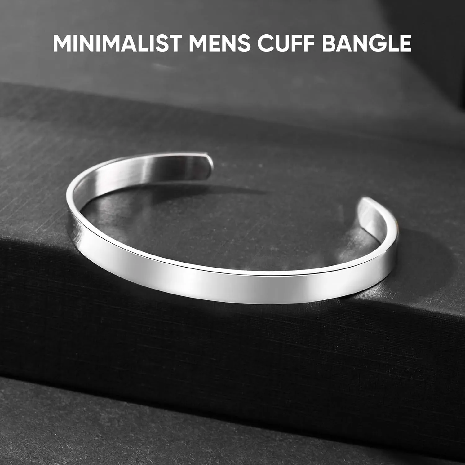 MEALGUET Stainless Steel Mens Cuff Bracelet : Minimal Cool Antique Retro/Silver/Black Open Metal Cuff Bangle Bracelets for Men Boy,65mm,