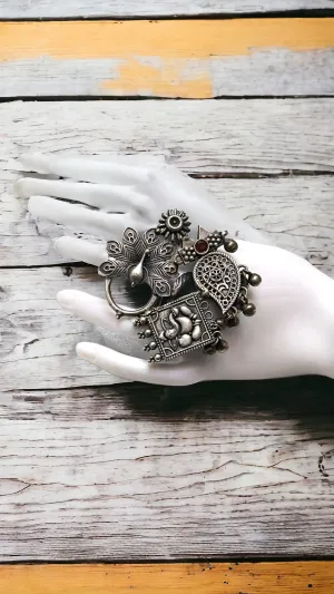Meera Silver Lookalike Oxidised Finger Ring