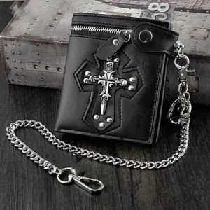 Men's Faux Leather Wallet with Anti-theft Chain