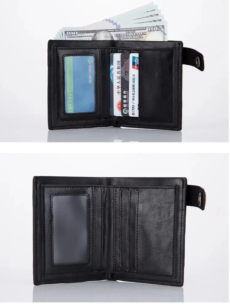 Men's Faux Leather Wallet with Anti-theft Chain