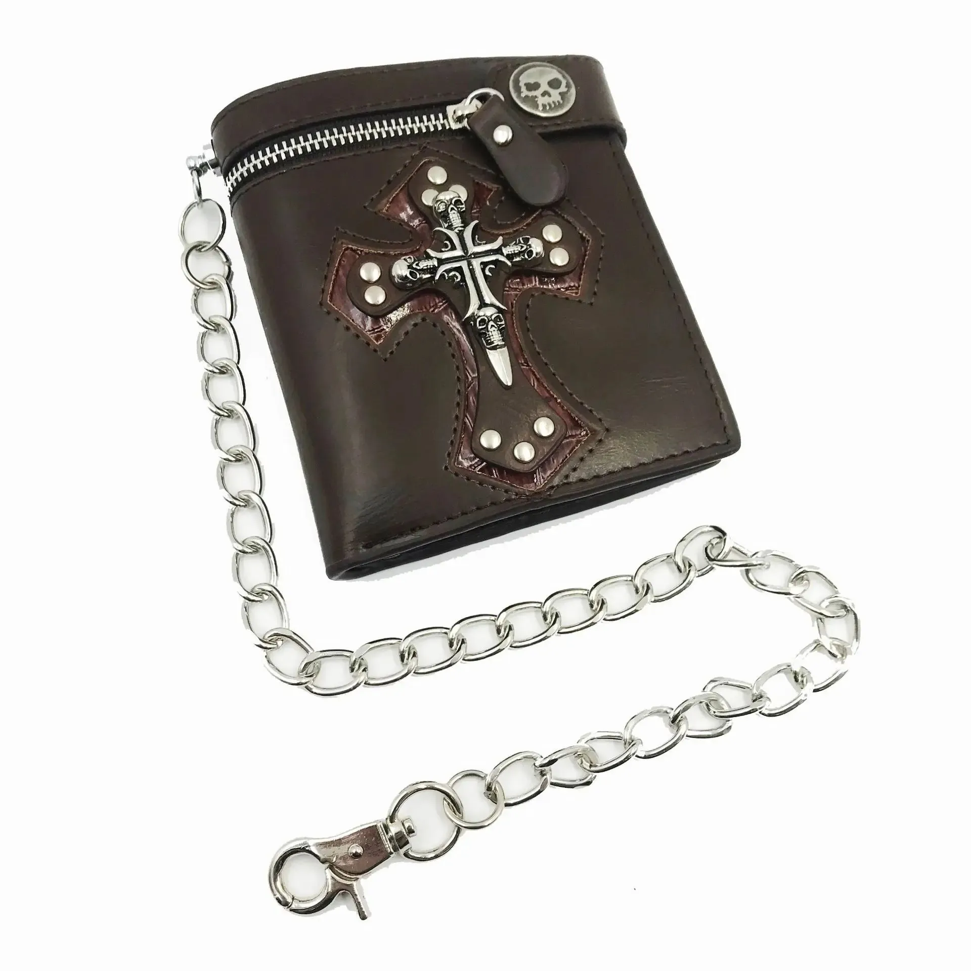 Men's Faux Leather Wallet with Anti-theft Chain