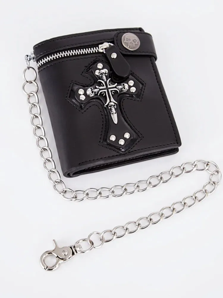 Men's Faux Leather Wallet with Anti-theft Chain