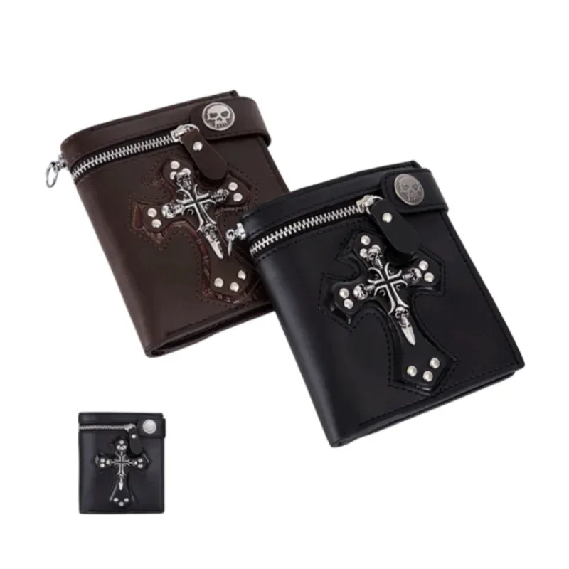 Men's Faux Leather Wallet with Anti-theft Chain