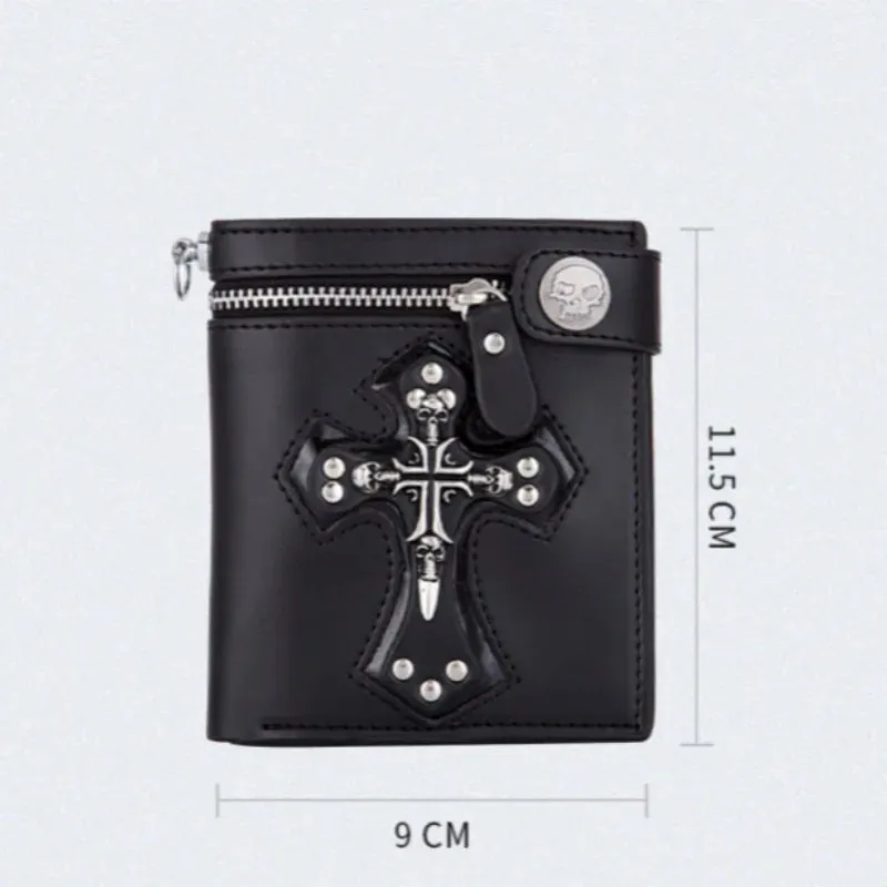 Men's Faux Leather Wallet with Anti-theft Chain
