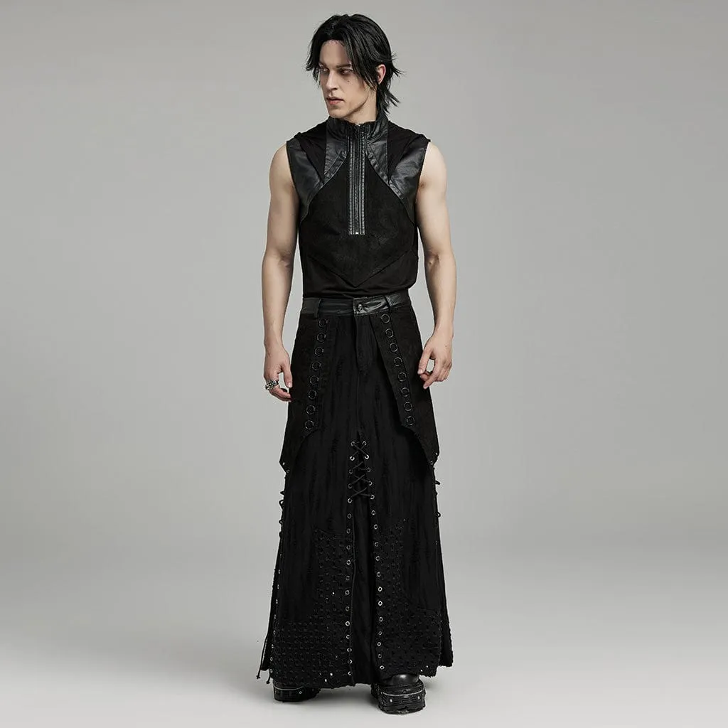 Men's Punk Strappy Eyelet Ripped Skirt