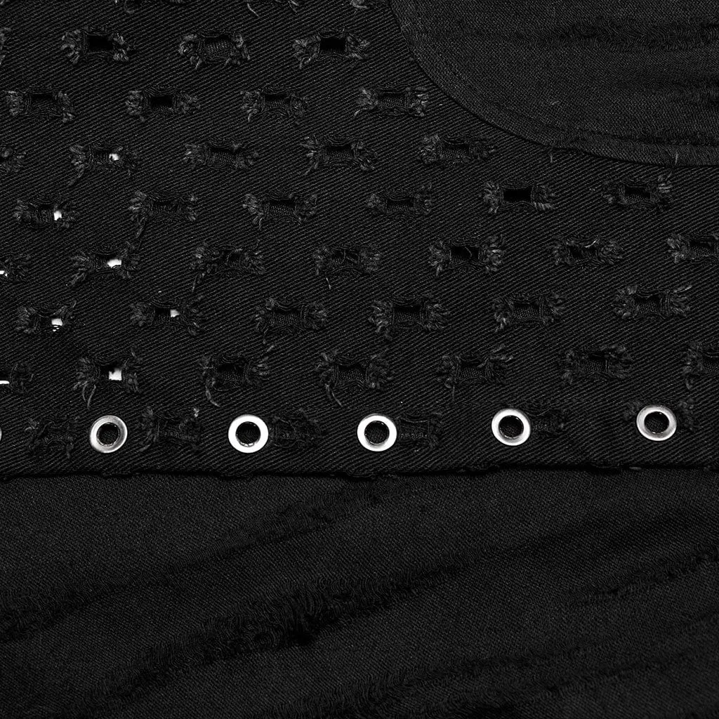 Men's Punk Strappy Eyelet Ripped Skirt