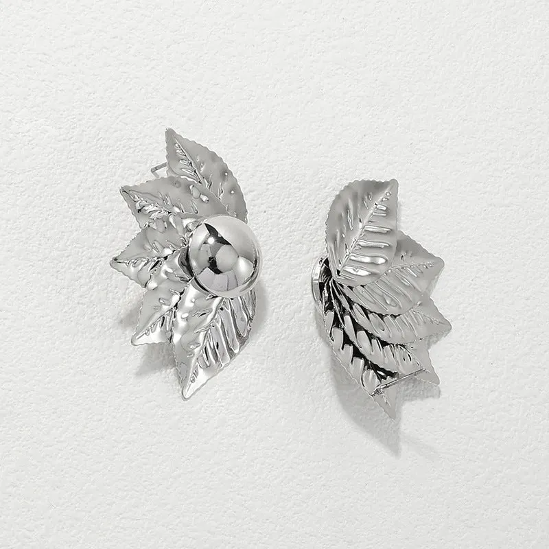 Metallic Five-Leaf Fashion Earrings - Planderful Vienna Verve Collection