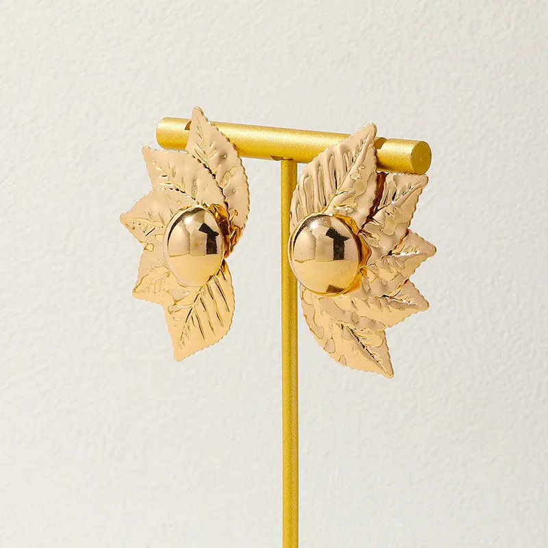 Metallic Five-Leaf Fashion Earrings - Planderful Vienna Verve Collection