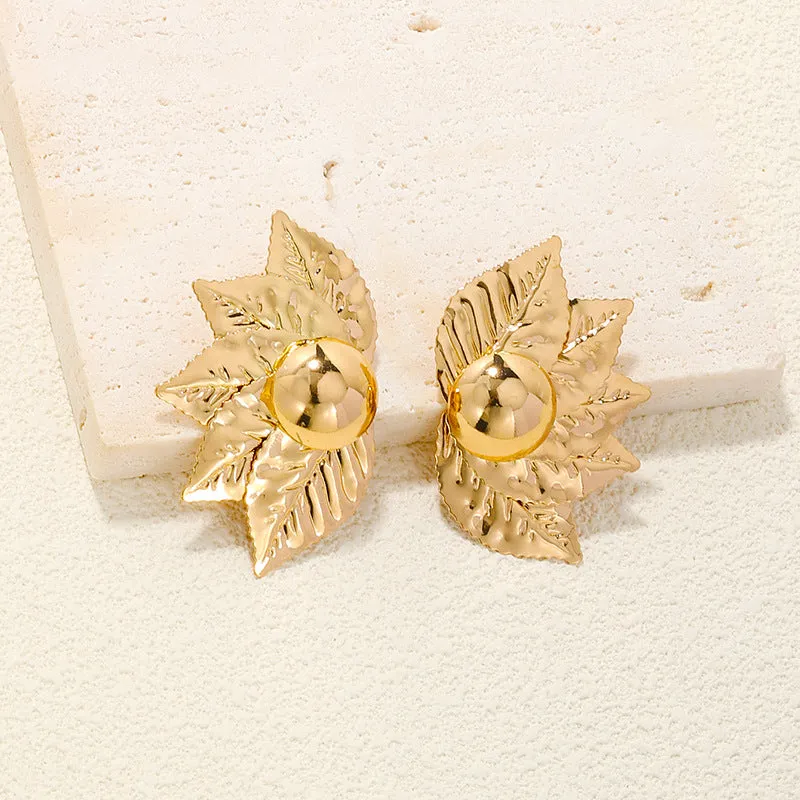 Metallic Five-Leaf Fashion Earrings - Planderful Vienna Verve Collection