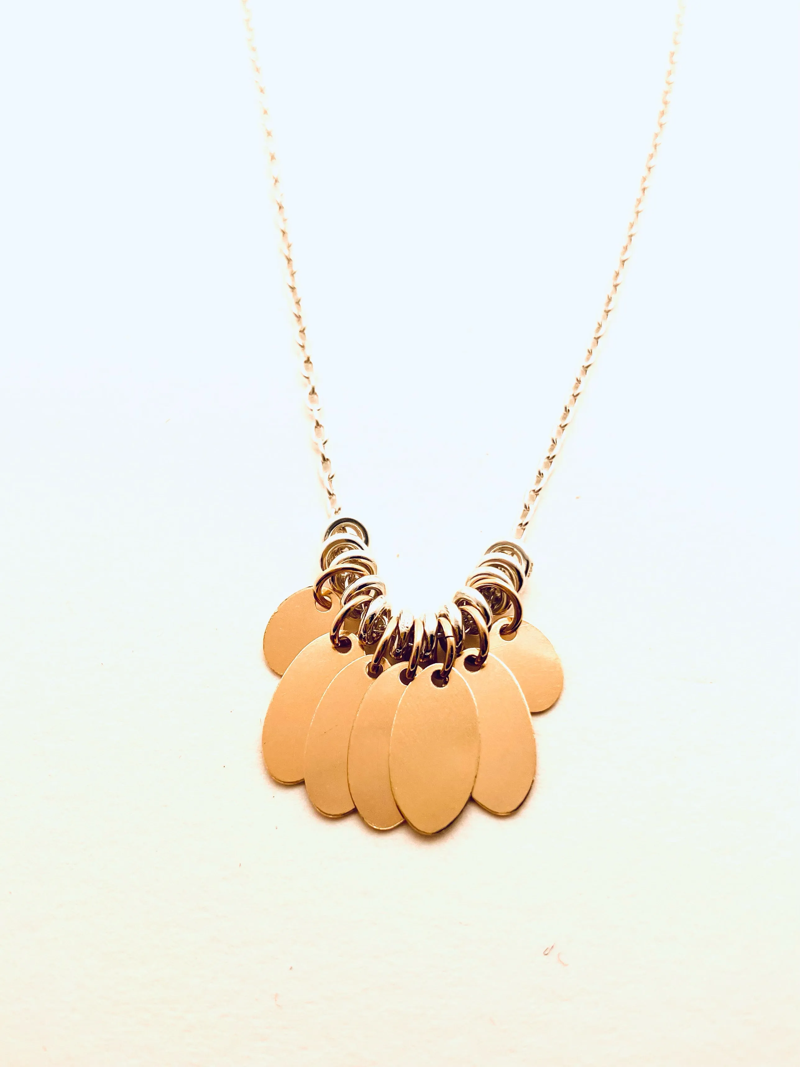 Multipetal Necklace, Sterling Silver and Gold filled