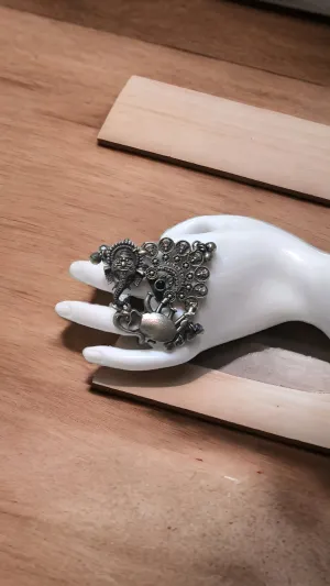 Naisha Silver Lookalike Oxidised Finger Ring