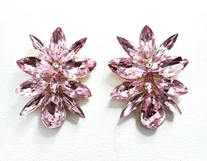 Natalie - Pink Rhinestone Statement Stud Earrings