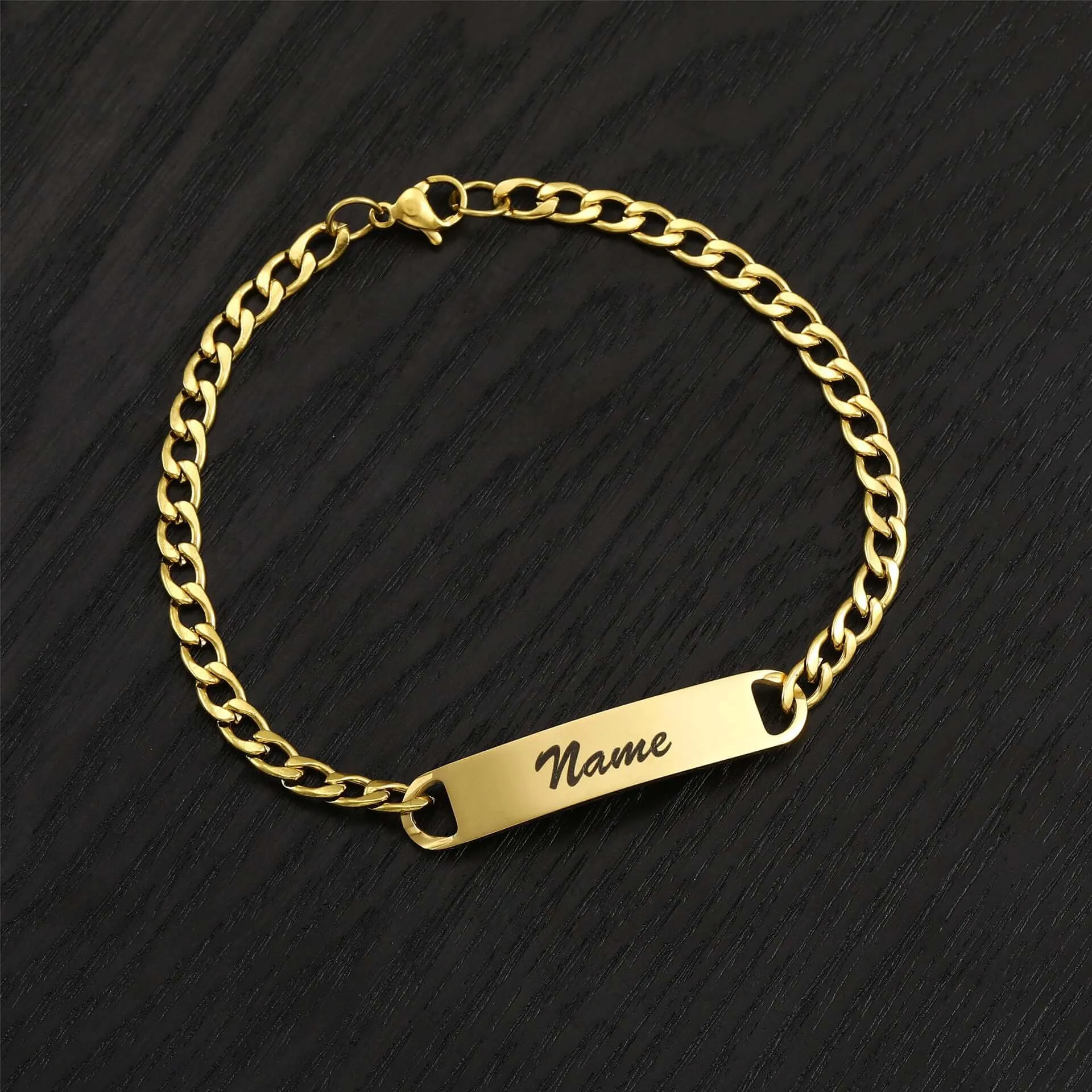 No-tarnish Medical Grade Titaium Bar Engraved Couple Shop Personalized Bracelet