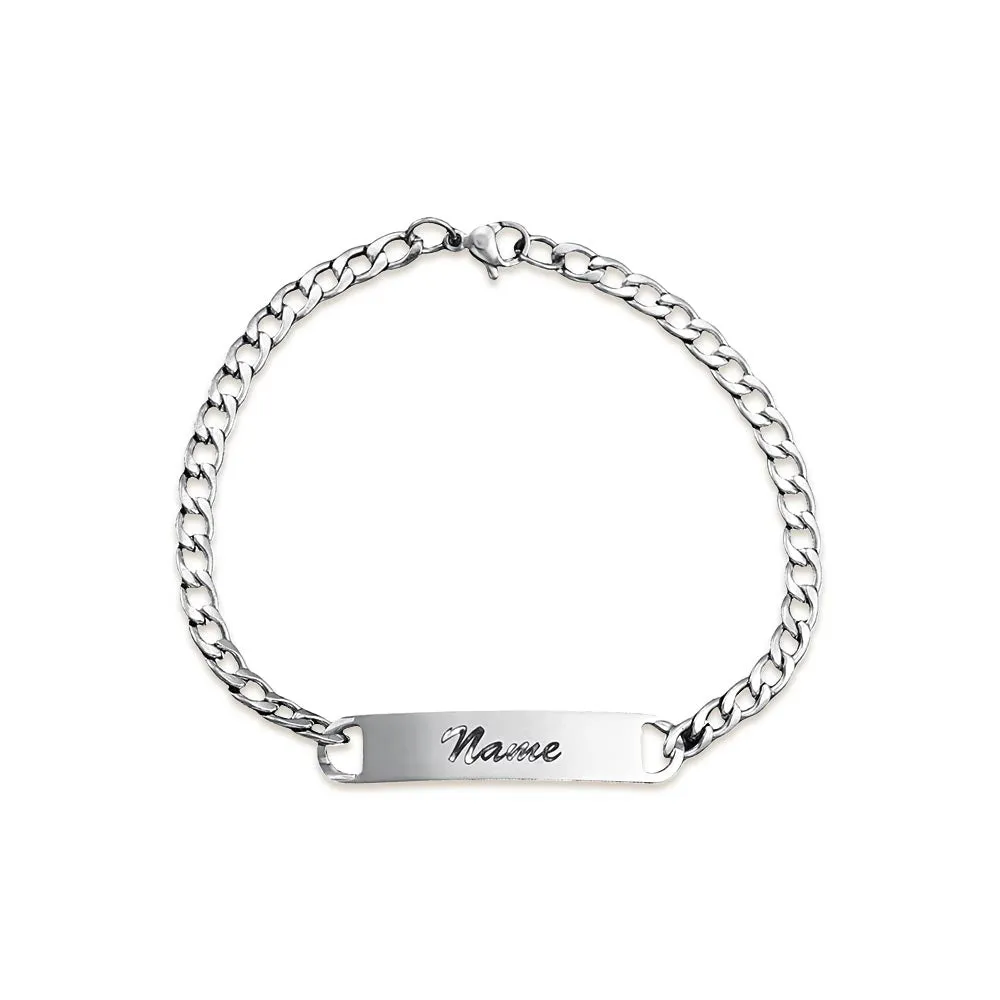 No-tarnish Medical Grade Titaium Bar Engraved Couple Shop Personalized Bracelet
