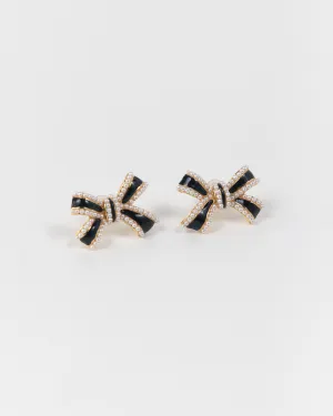NYU NYU Black Bow Pearl Earrings