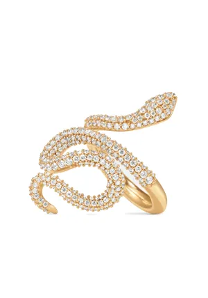 Ole Lynggaard Snakes 18KYG Pave Diamond Snake Ring | Medium
