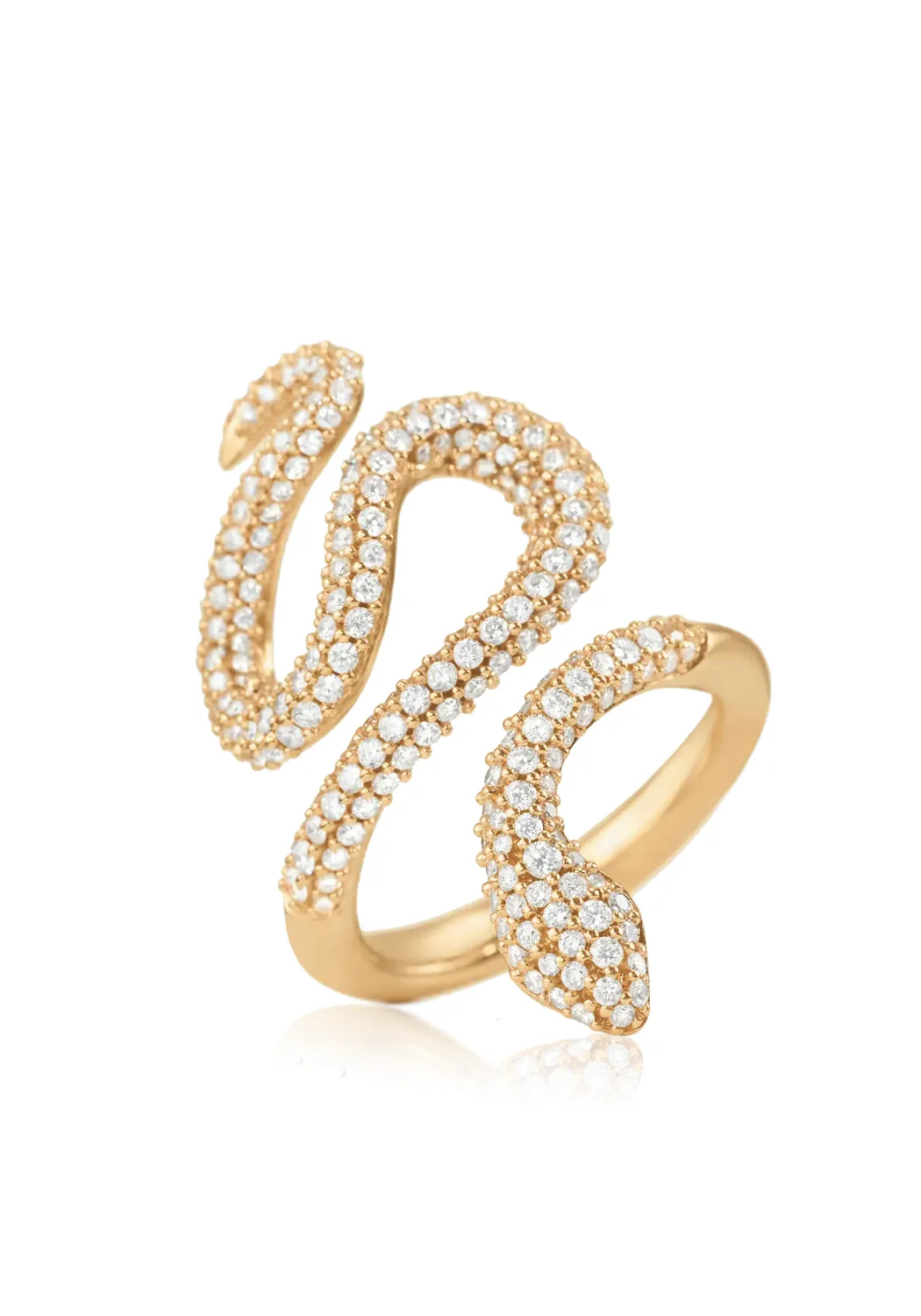 Ole Lynggaard Snakes 18KYG Pave Diamond Snake Ring | Medium