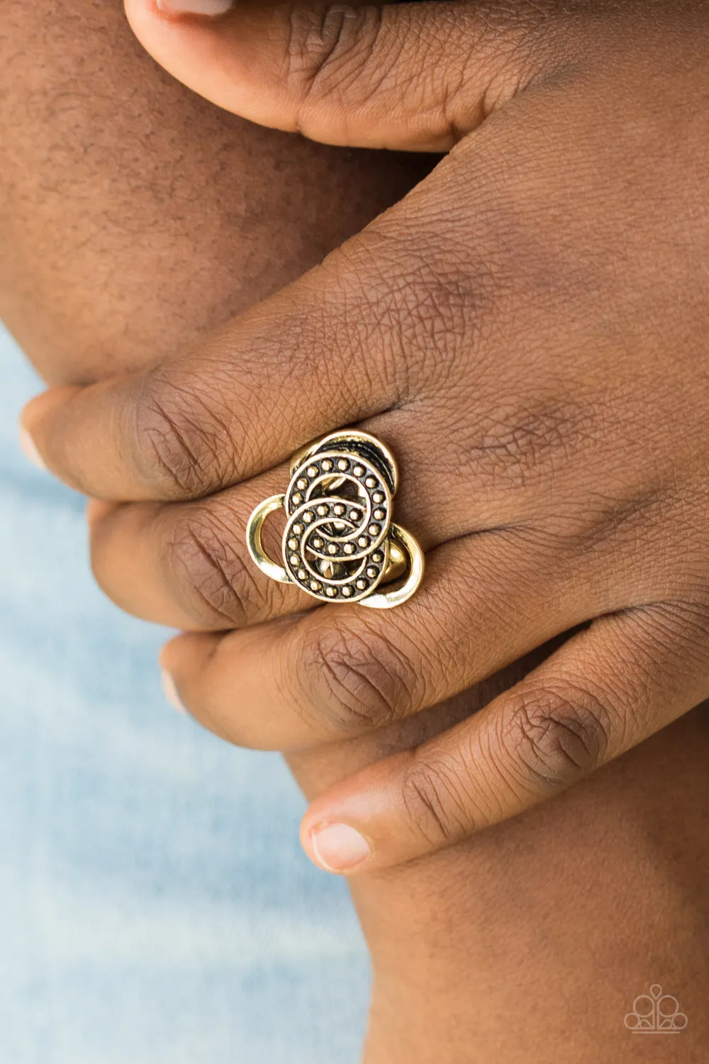 Open Door Jewelry - Dizzying Distraction - Brass Ring - Paparazzi Accessories