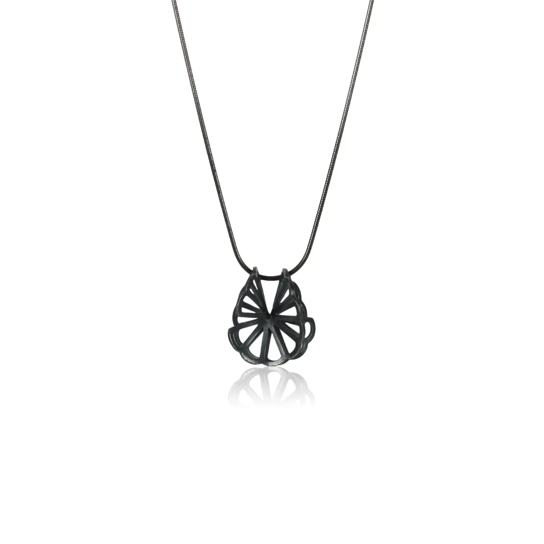 Oxidized Medium Double Cloud Fold Necklace