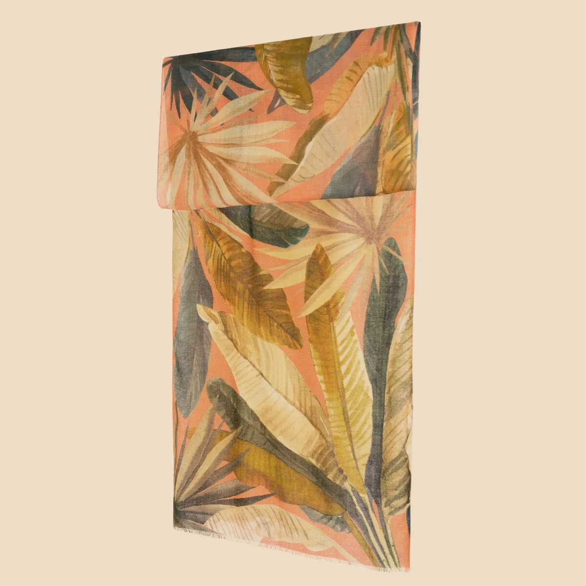 Painted Palms Wool Wrap Scarf