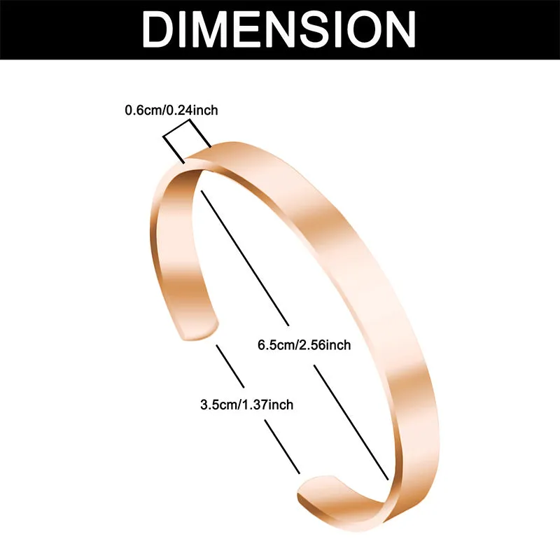 Personalized Bracelets for Women Girls Engraved Bracelets Cuff -Double Side Engraved