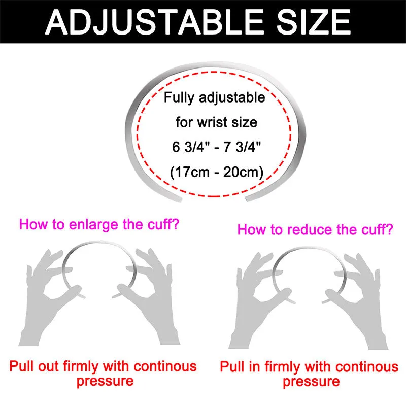 Personalized Bracelets for Women Girls Engraved Bracelets Cuff -Double Side Engraved