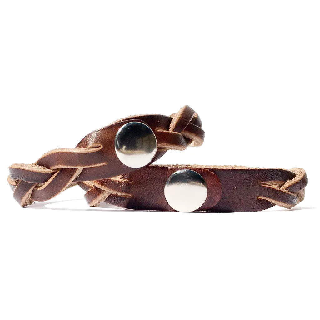 Personalized Names Her Man and His Girl Leather Engraved Bracelet Set