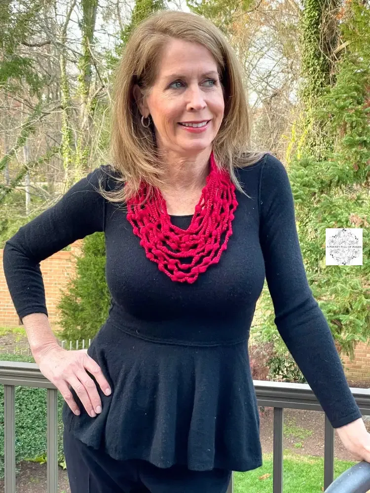 Peruvian Hand Knit | Soft Felt/Wool Necklace | Unique multi-strand design | Spring Fashion | Button Closure