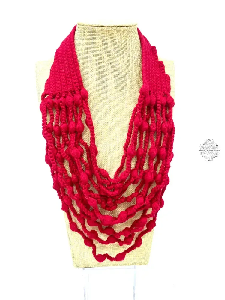 Peruvian Hand Knit | Soft Felt/Wool Necklace | Unique multi-strand design | Spring Fashion | Button Closure