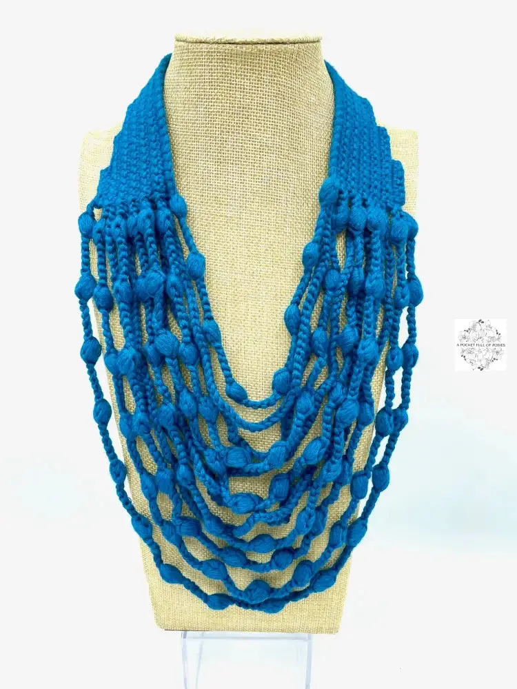 Peruvian Hand Knit | Soft Felt/Wool Necklace | Unique multi-strand design | Spring Fashion | Button Closure