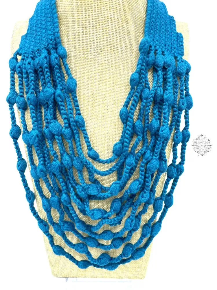 Peruvian Hand Knit | Soft Felt/Wool Necklace | Unique multi-strand design | Spring Fashion | Button Closure