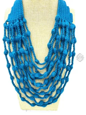 Peruvian Hand Knit | Soft Felt/Wool Necklace | Unique multi-strand design | Spring Fashion | Button Closure