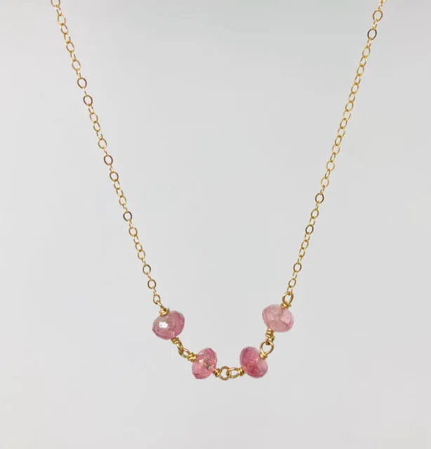 Pink Tourmaline and Gold Filled Necklace