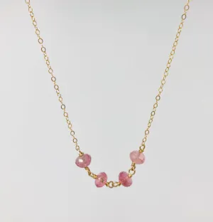 Pink Tourmaline and Gold Filled Necklace