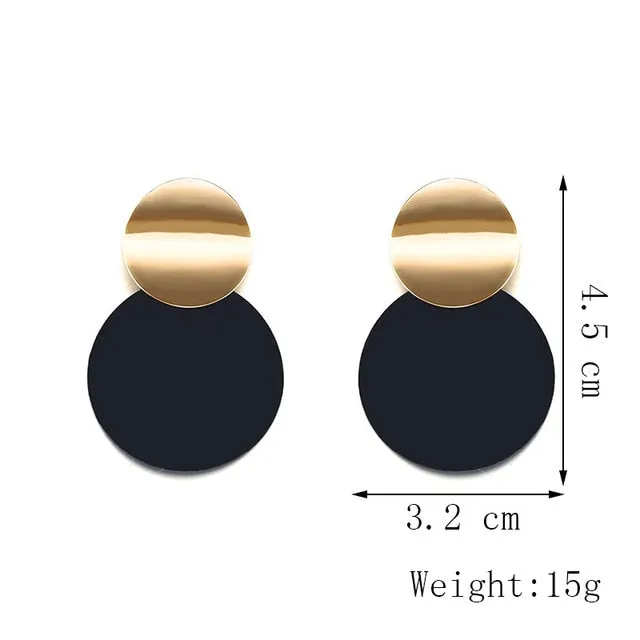 Punk Style Statement Female Geometric Shape Metal Dangle Earrings For Gifts