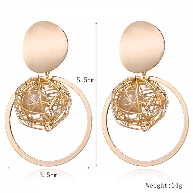 Punk Style Statement Female Geometric Shape Metal Dangle Earrings For Gifts