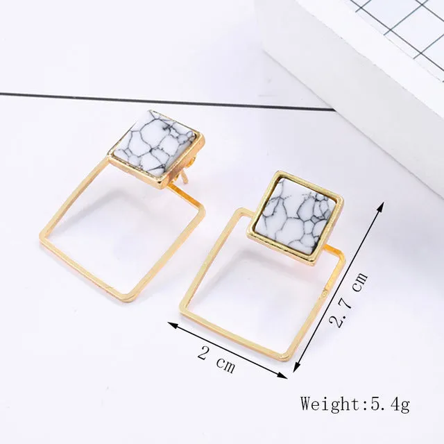 Punk Style Statement Female Geometric Shape Metal Dangle Earrings For Gifts