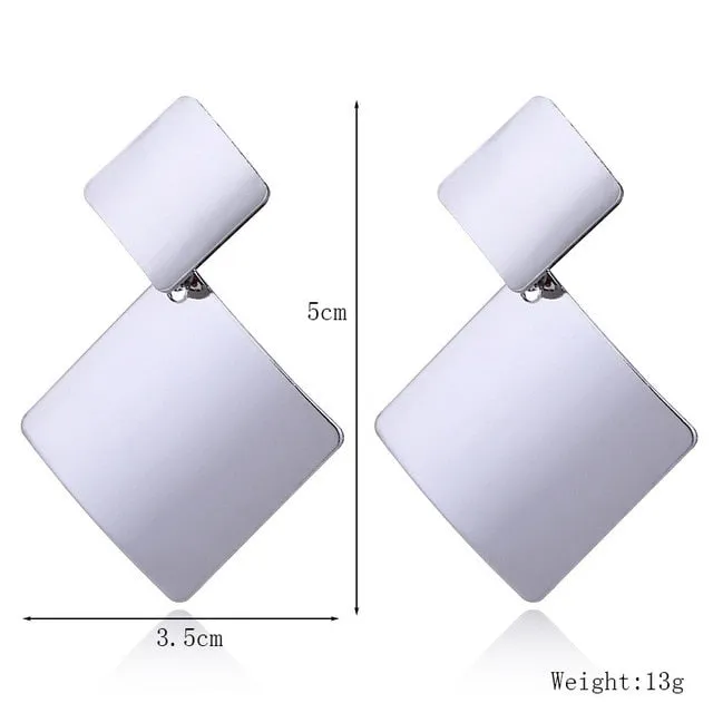 Punk Style Statement Female Geometric Shape Metal Dangle Earrings For Gifts