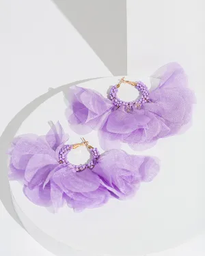 Purple Floral Statement Earrings