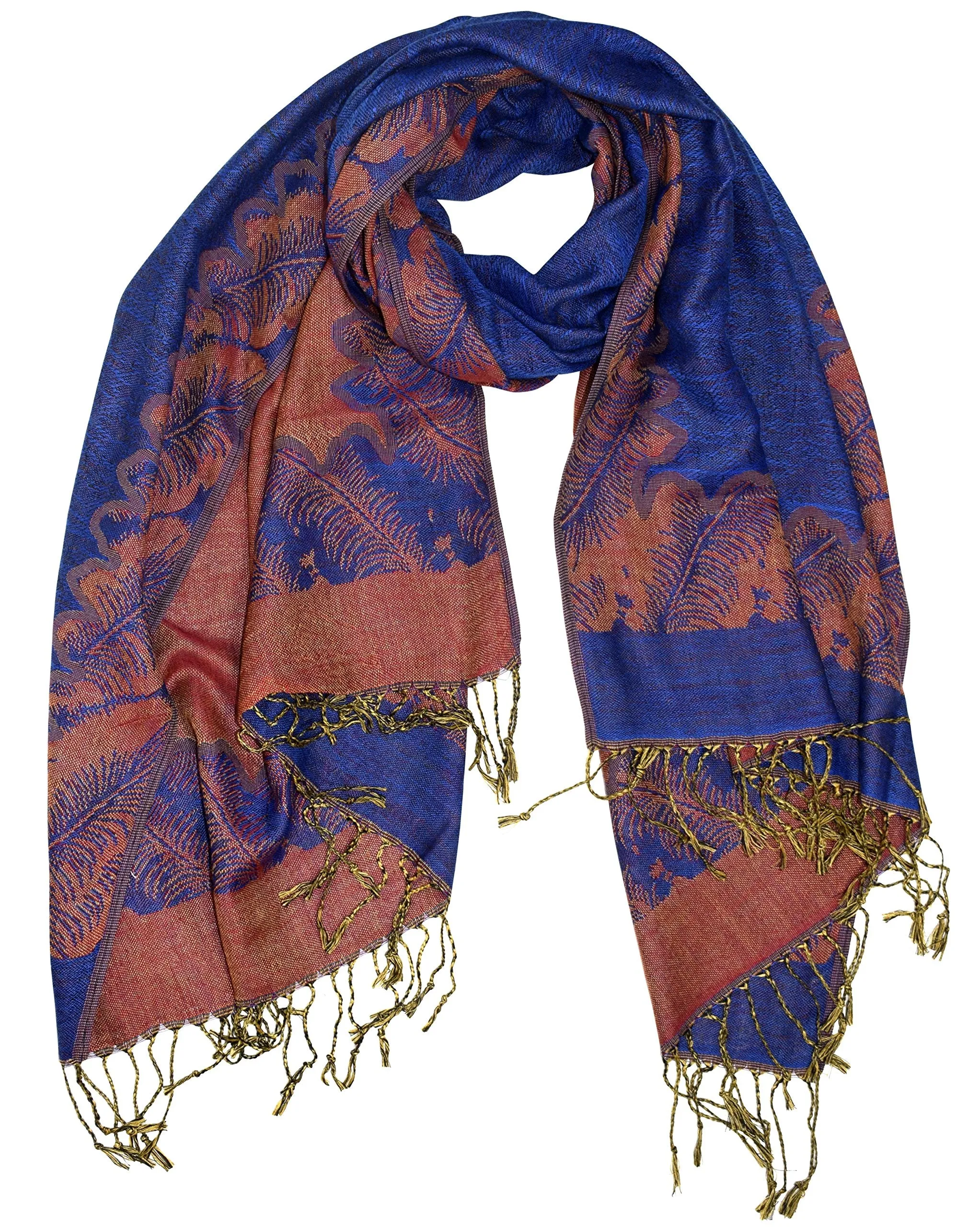 Ravishing Reversible Jacquard Paisley Pashmina Shawl Wrap for Women