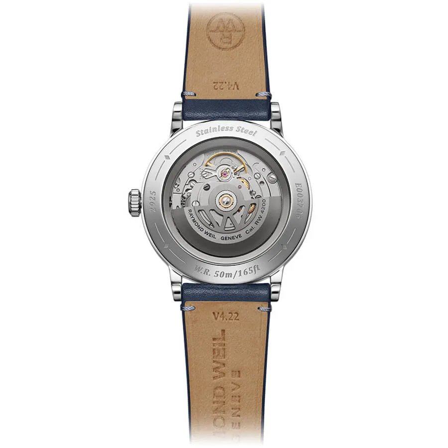 Raymond Weil Millesime Men's Automatic Blue Sector Dial Blue Leather Strap 2925-STC-50001