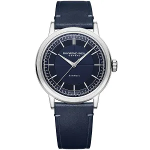 Raymond Weil Millesime Men's Automatic Blue Sector Dial Blue Leather Strap 2925-STC-50001
