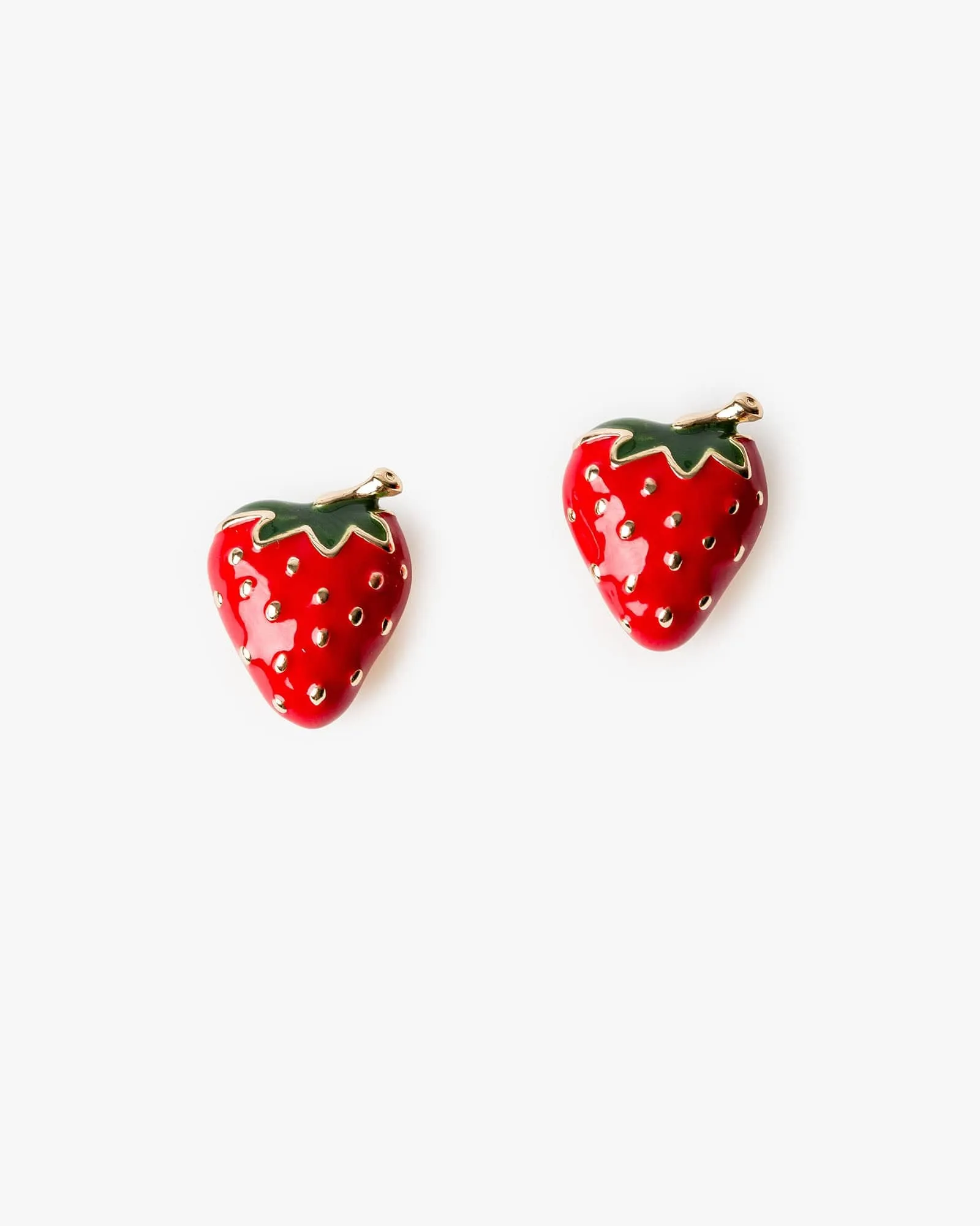 Red Strawberry Statement Stud Earrings